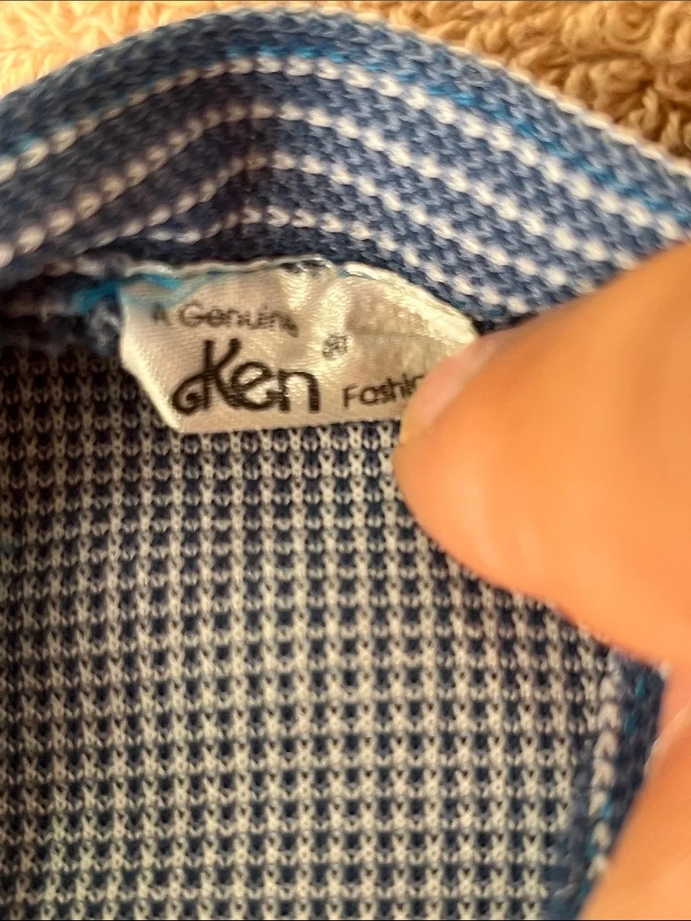 Blue Patterned Kids Doll Jacket with Yellow Pocket Accent